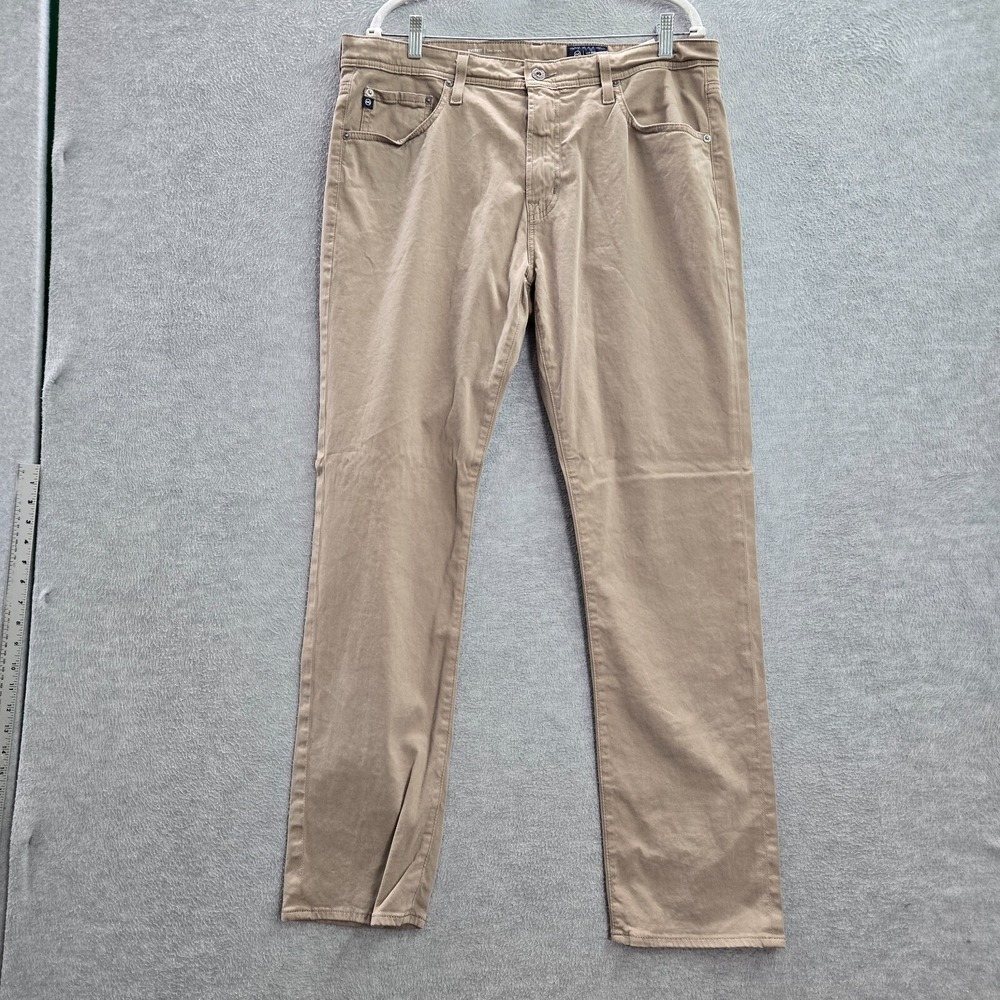 AG Adriano Goldschmied Men Jeans 36x32 Beige Denim Straight Pockets Mid Rise